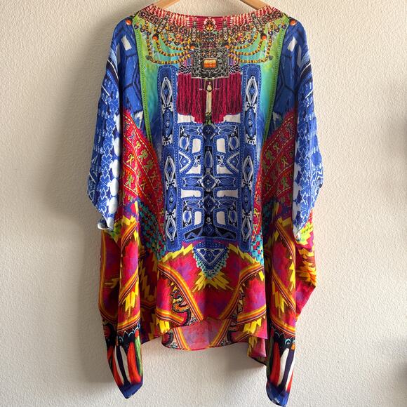 Camilla Silk Freedom Of Play Short Kaftan Multicolor Embellished - Picture 13 of 17